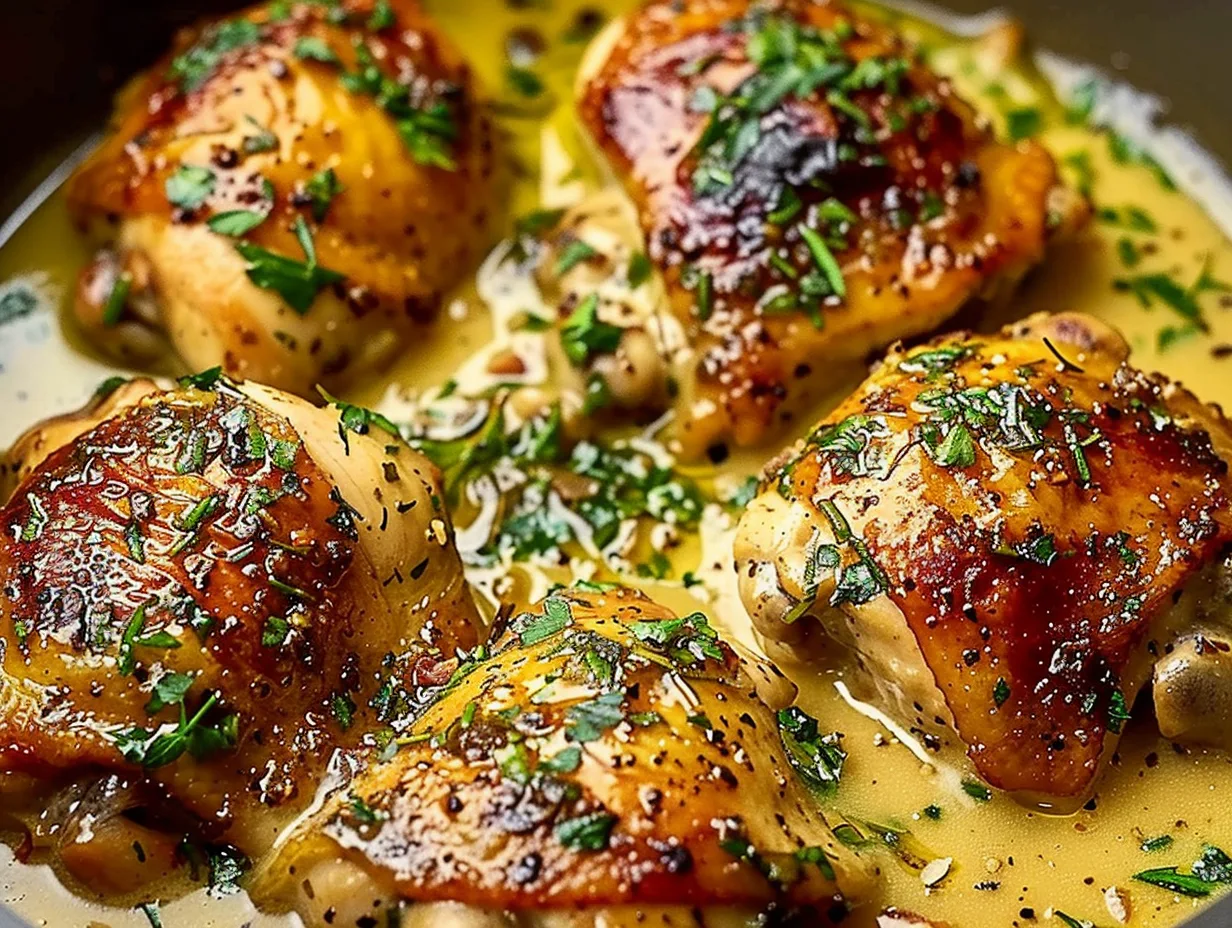 Creamy Garlic Chicken Thighs – A Hearty Family Favorite