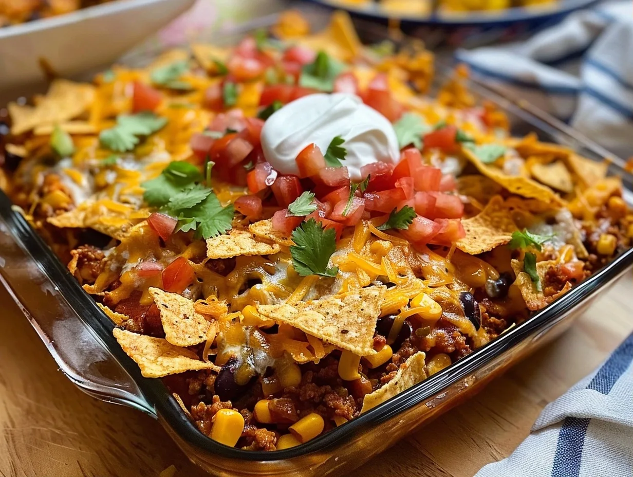 Cozy Corn & Bean Taco Casserole with Doritos Crust You Can Make in Minutes
