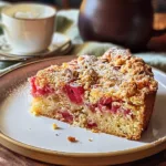 The Best Rhubarb Coffee Cake Recipe with Sour Cream and Crumble Topping