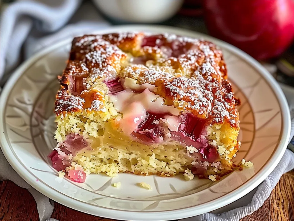 Warm Rhubarb Cake with Butter Sauce