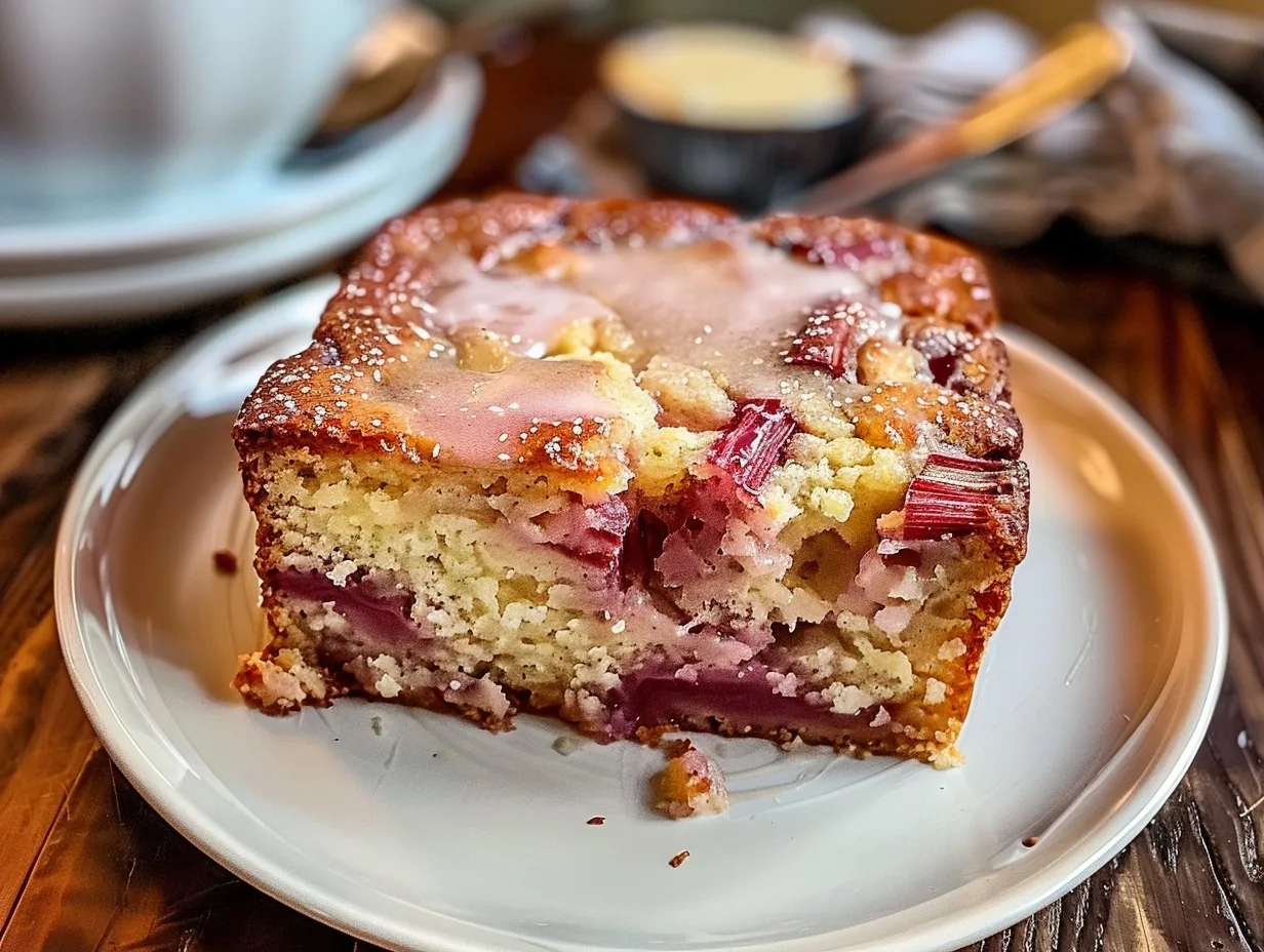 Warm Rhubarb Cake with Butter Sauce