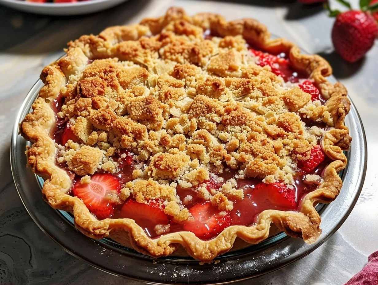 Strawberry Rhubarb Crumble Pie: The BEST Summer Dessert!