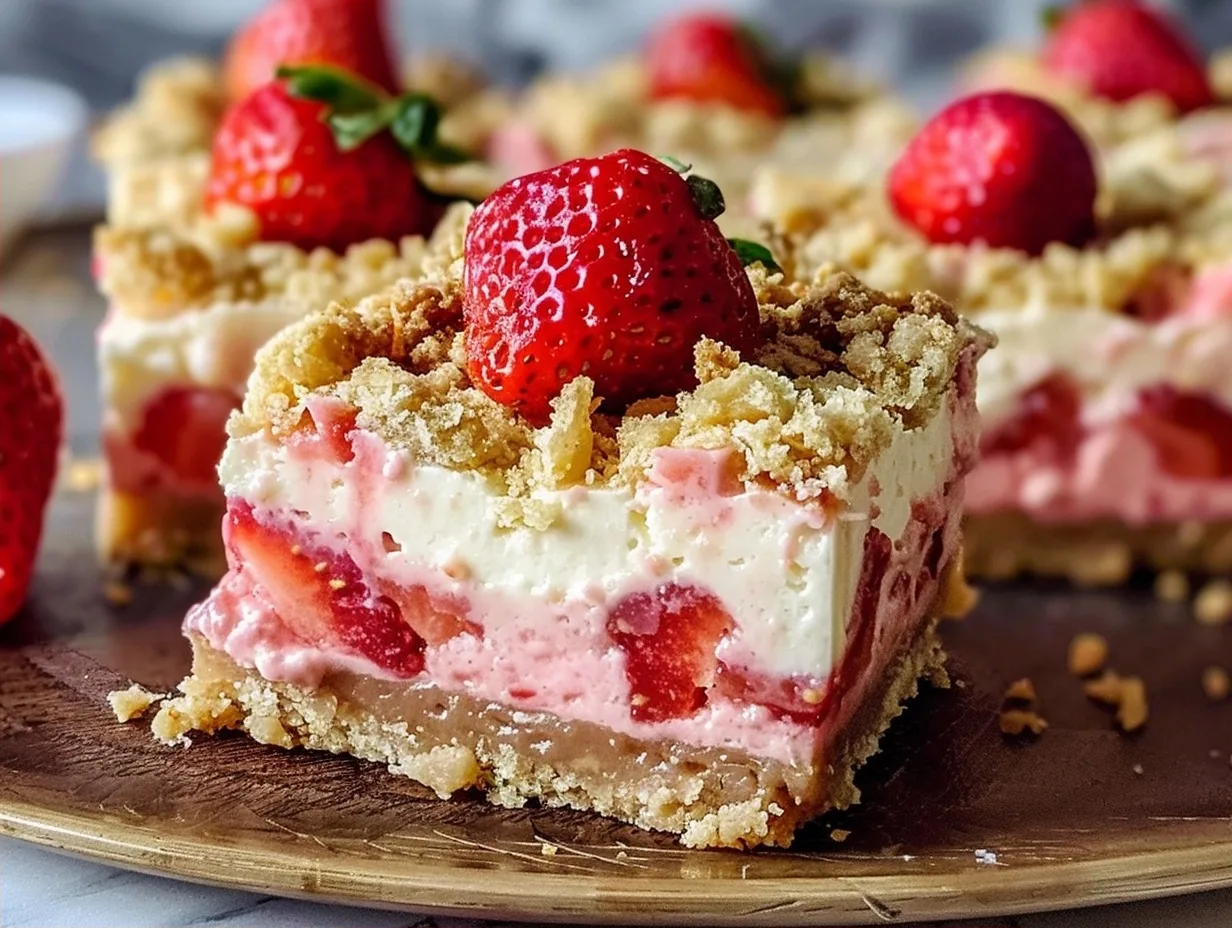 The BEST Strawberry Rhubarb Cheesecake Bars