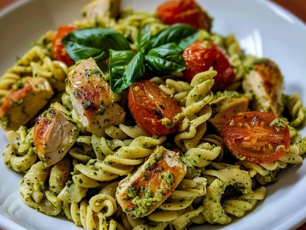Healthy Gluten-Free Pesto Pasta with Chicken