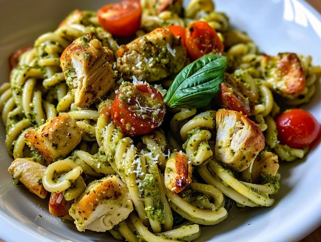 Healthy Gluten-Free Pesto Pasta with Chicken