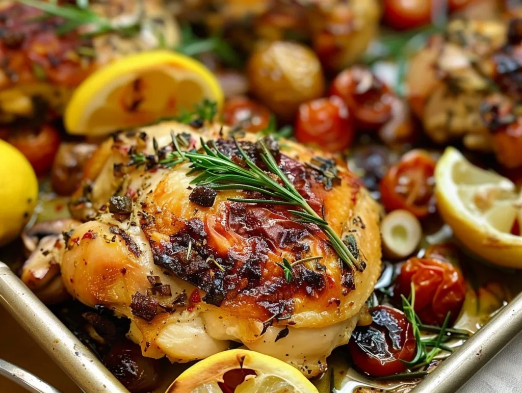 Healthy & Easy Mediterranean Lemon Herb Roasted Chicken