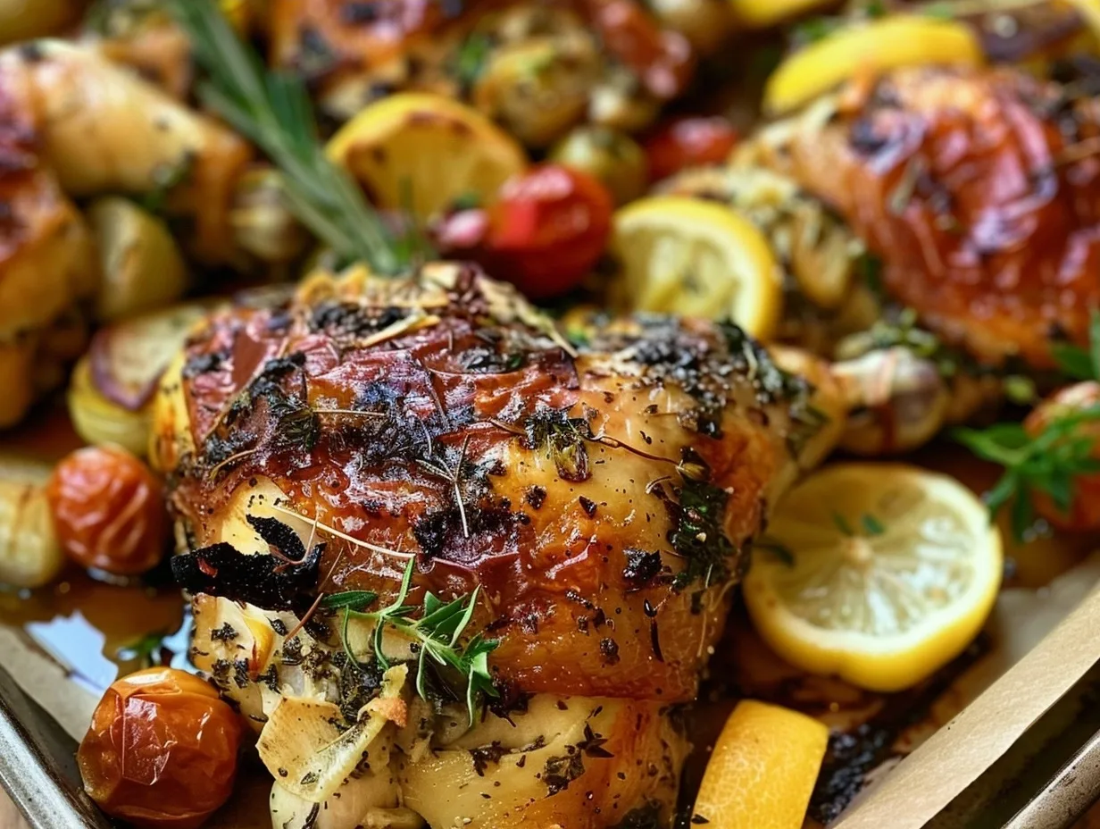 Healthy & Easy Mediterranean Lemon Herb Roasted Chicken
