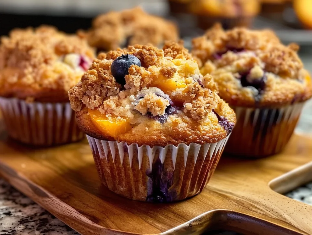 Easy Sourdough Peach Blueberry Cobbler Muffins: Your New Favorite Breakfast Treat