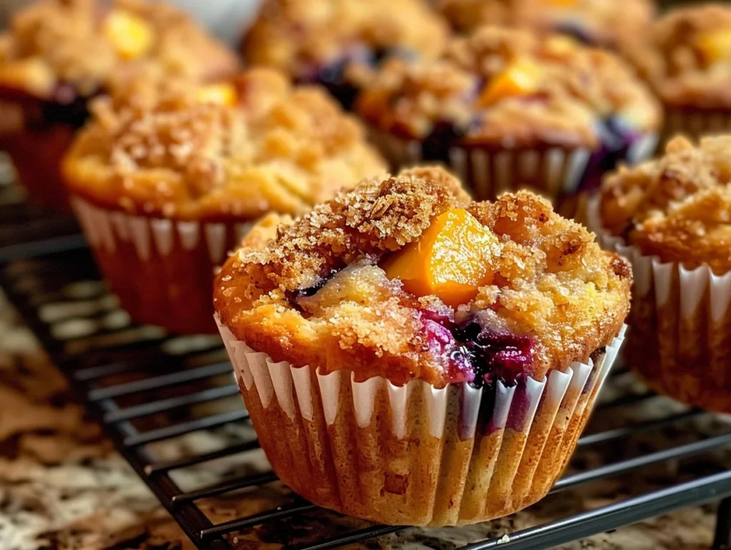 Easy Sourdough Peach Blueberry Cobbler Muffins: Your New Favorite Breakfast Treat