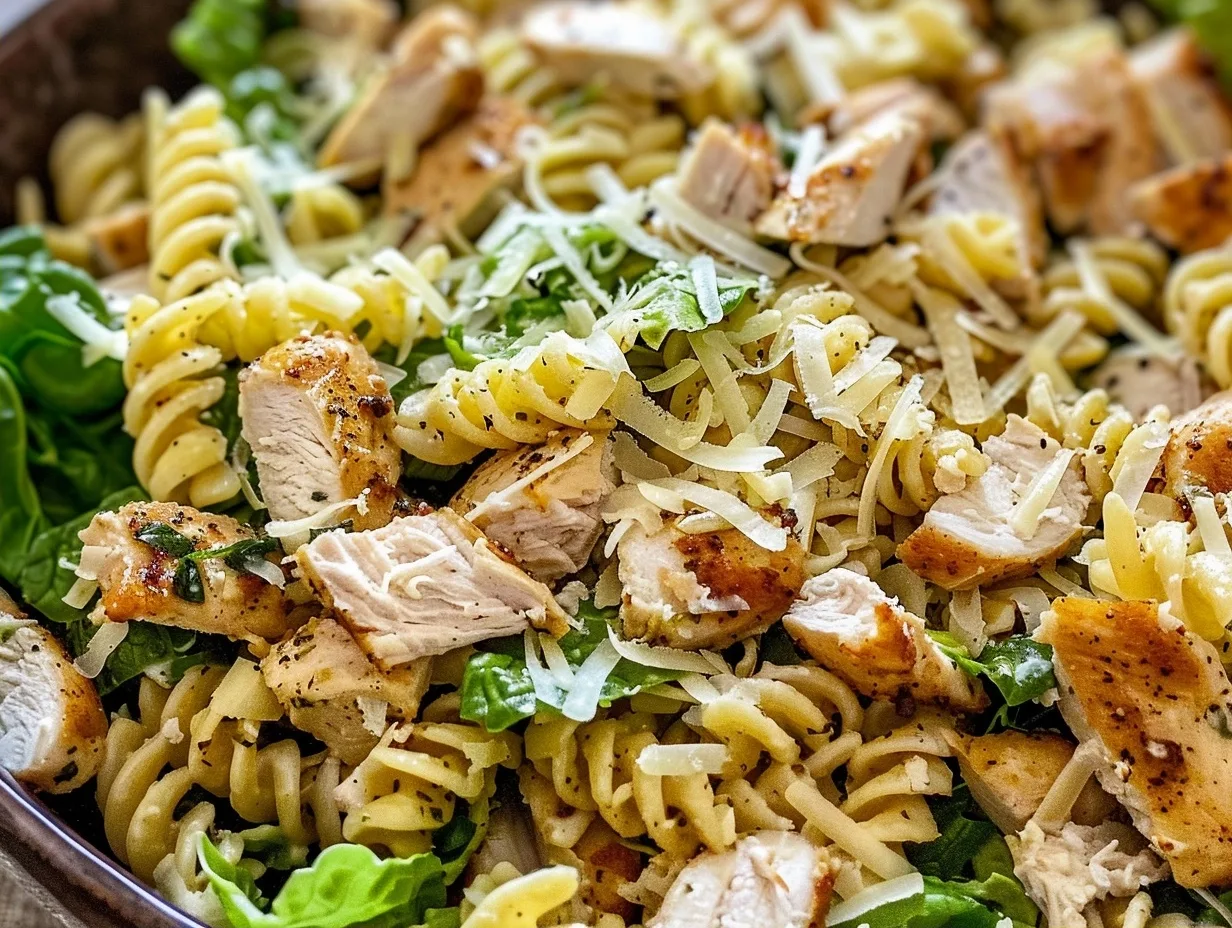 The Ultimate Chicken Caesar Pasta Salad