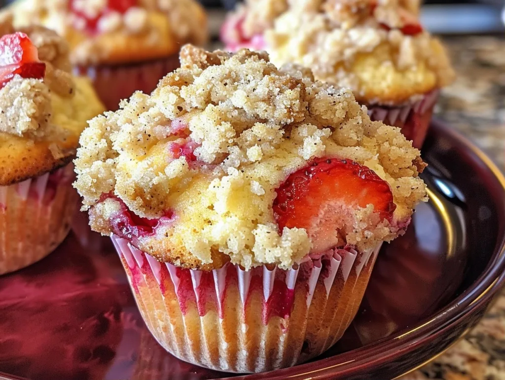 Strawberry Cream Cheese Muffins with Streusel Crumb Topping