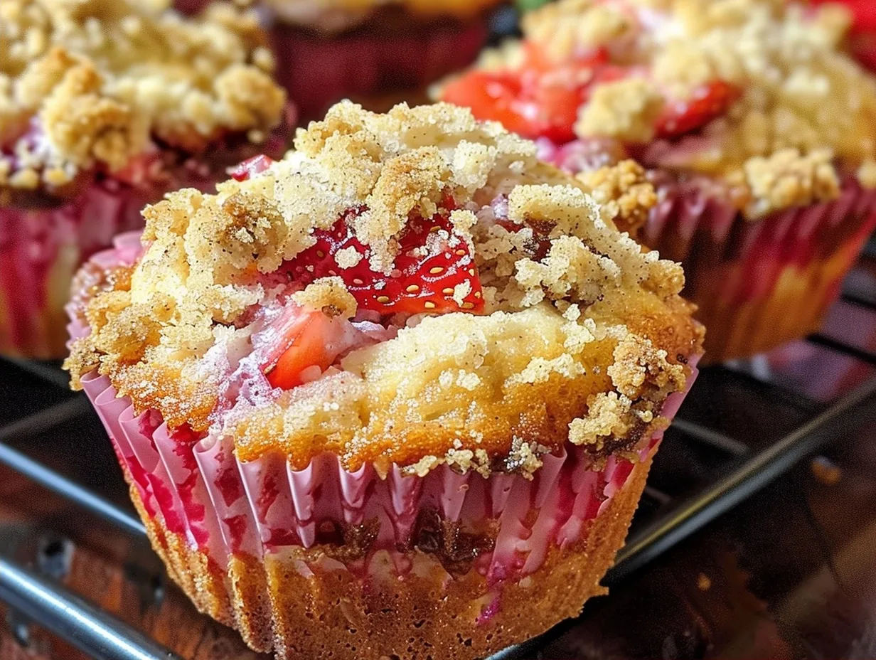 Strawberry Cream Cheese Muffins with Streusel Crumb Topping