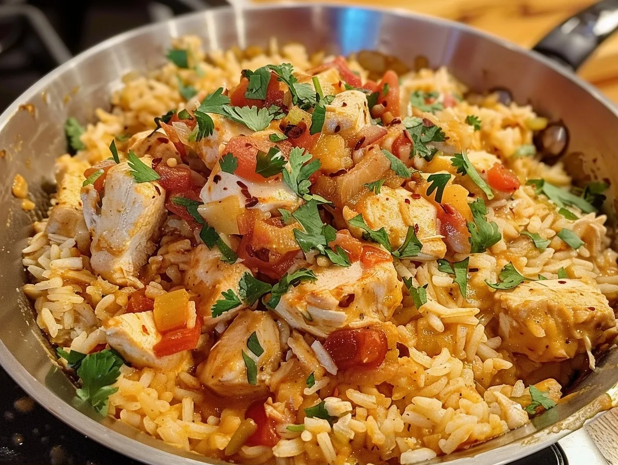 One Pot Queso Chicken and Rice: Easy & Cheesy!