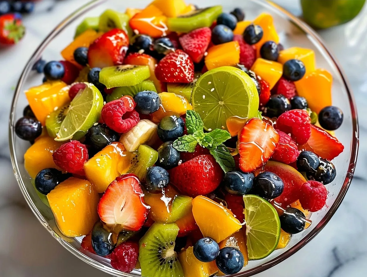 The Best Fruit Salad with Honey Lime Dressing