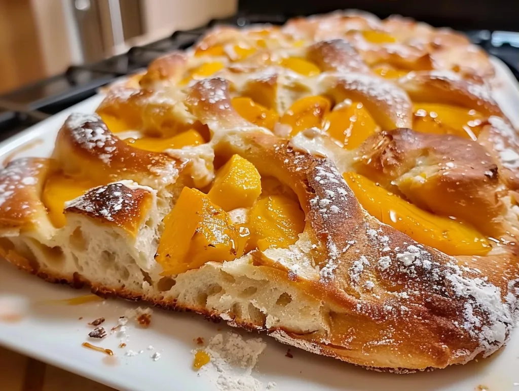 Peaches and Cream Sourdough Focaccia: A Summer Dream