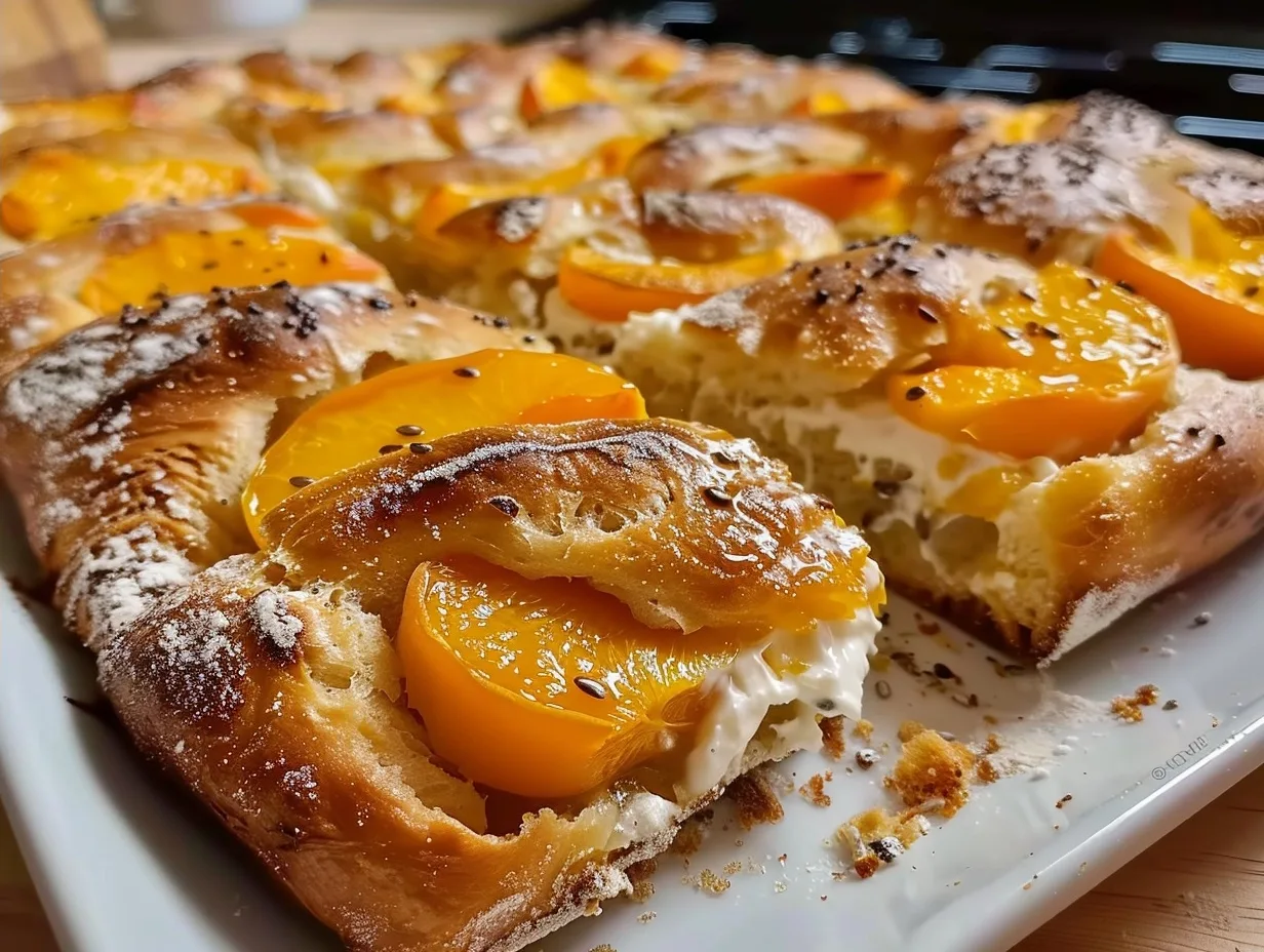 Peaches and Cream Sourdough Focaccia: A Summer Dream