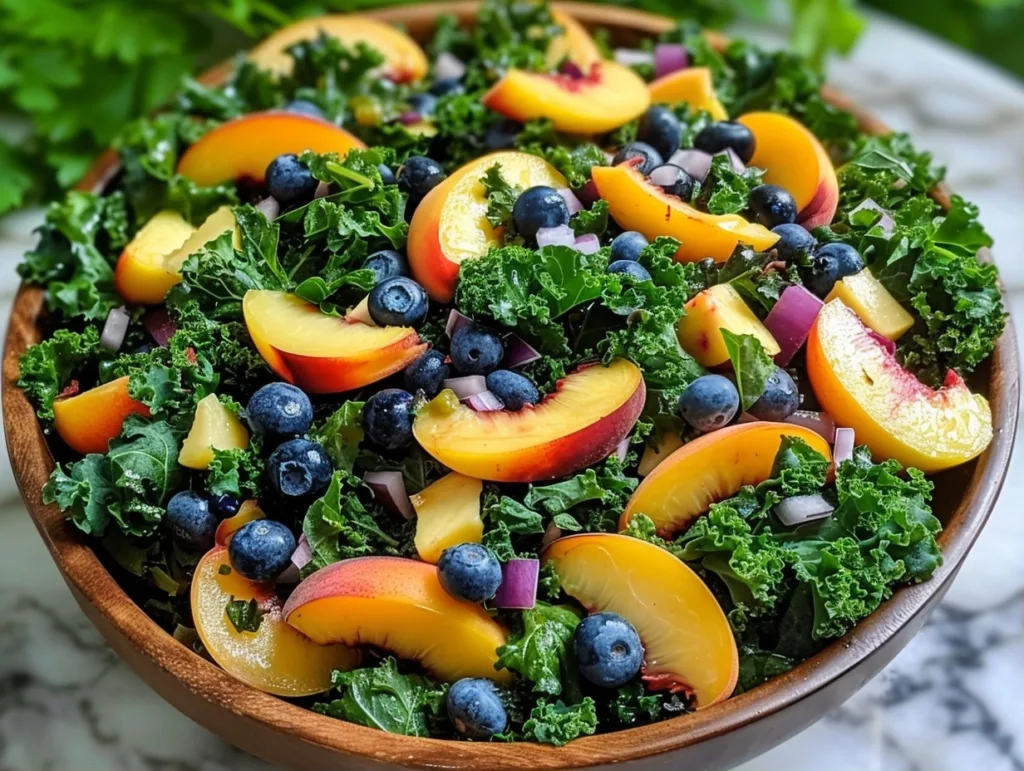 Summer Peach Blueberry Kale Salad: A Family Favorite