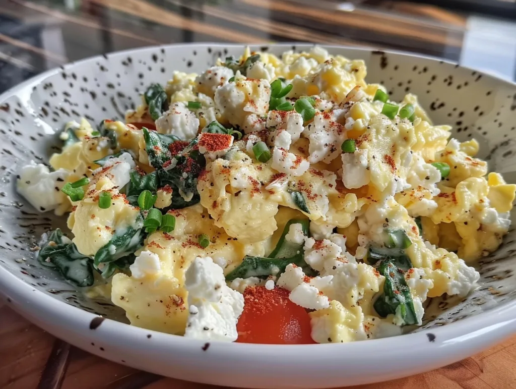 High-Protein Egg White Scramble with Cottage Cheese