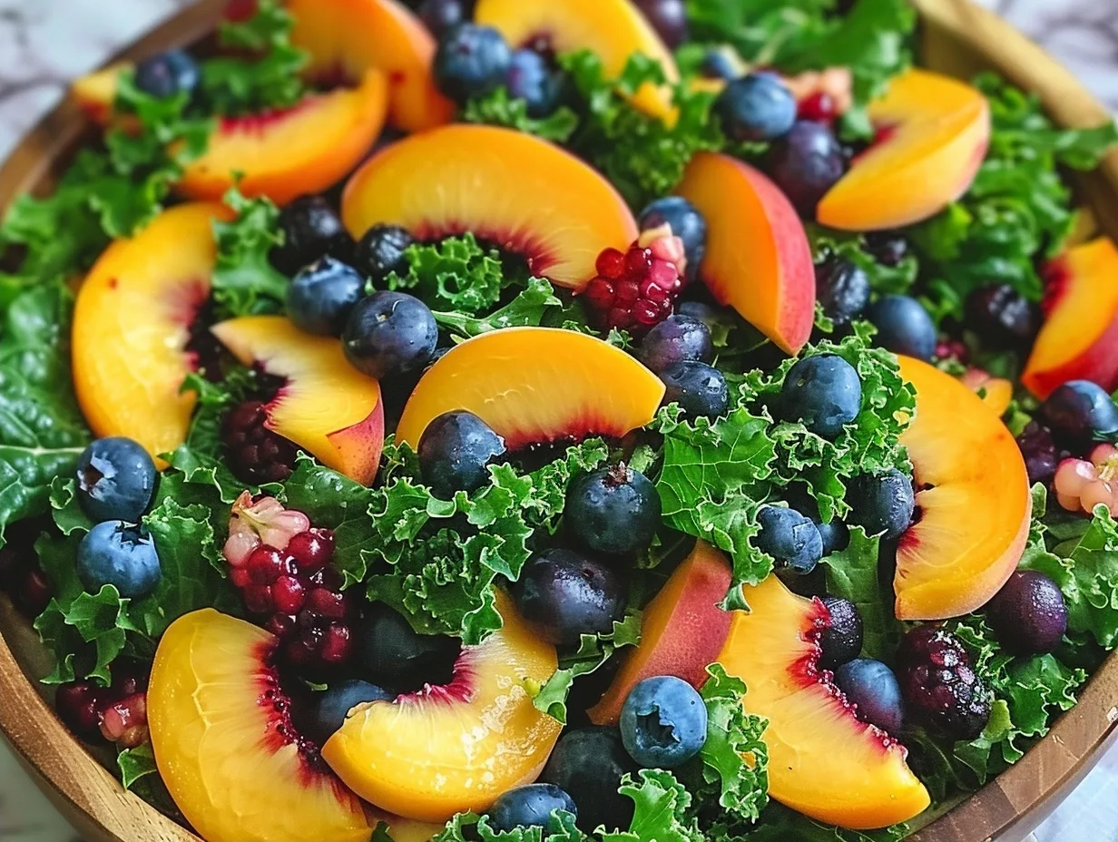 Summer Peach Blueberry Kale Salad: A Family Favorite