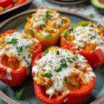 Buffalo Chicken Stuffed Peppers (Dairy-Free & Low Carb)