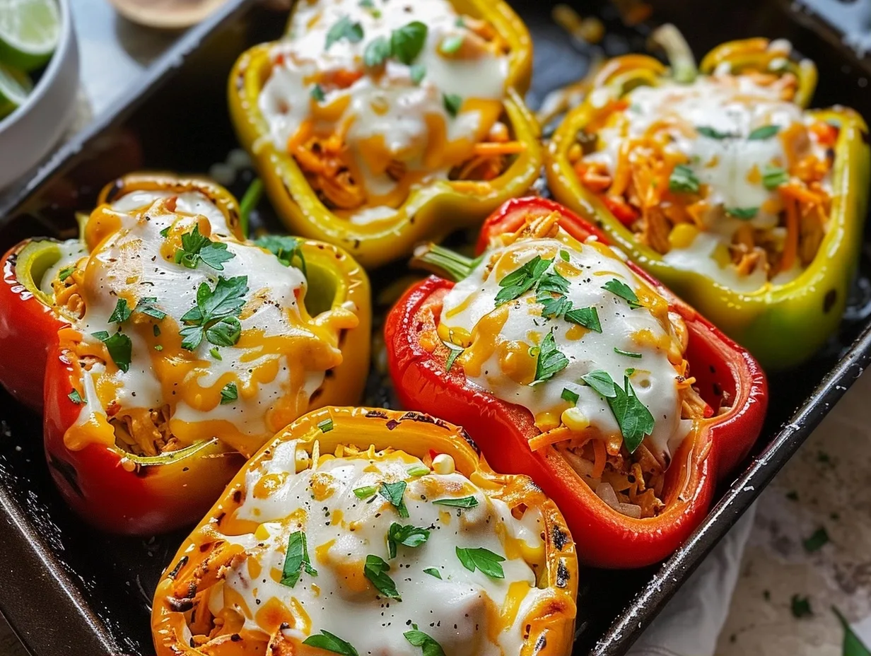 Buffalo Chicken Stuffed Peppers (Dairy-Free & Low Carb)