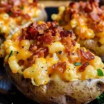 Loaded Mac and Cheese Stuffed Baked Potatoes 5 Loaded Mac and Cheese Stuffed Baked Potatoes