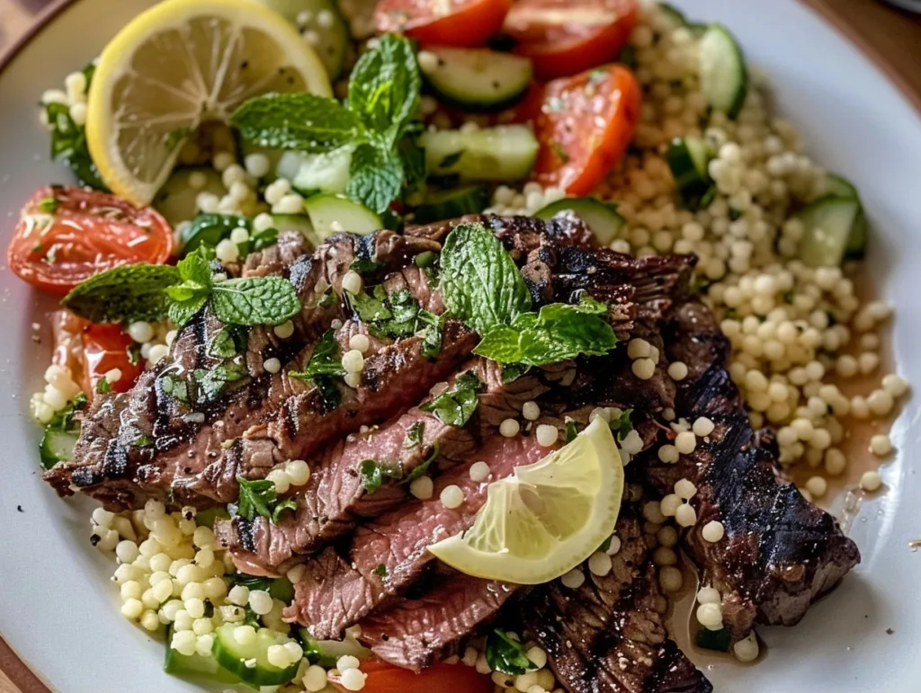 Grilled Skirt Steak with Lemon Herb Couscous Salad