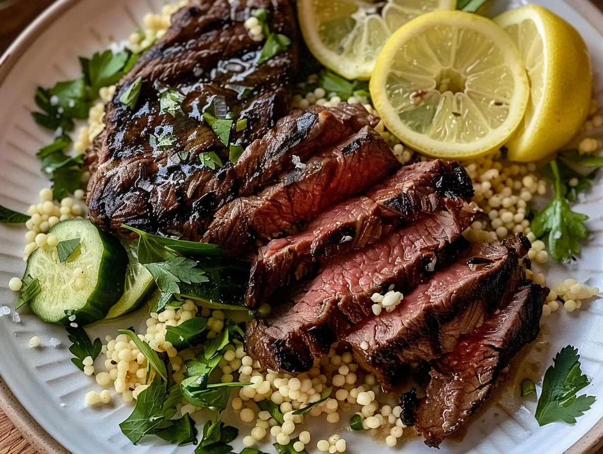 Grilled Skirt Steak with Lemon Herb Couscous Salad