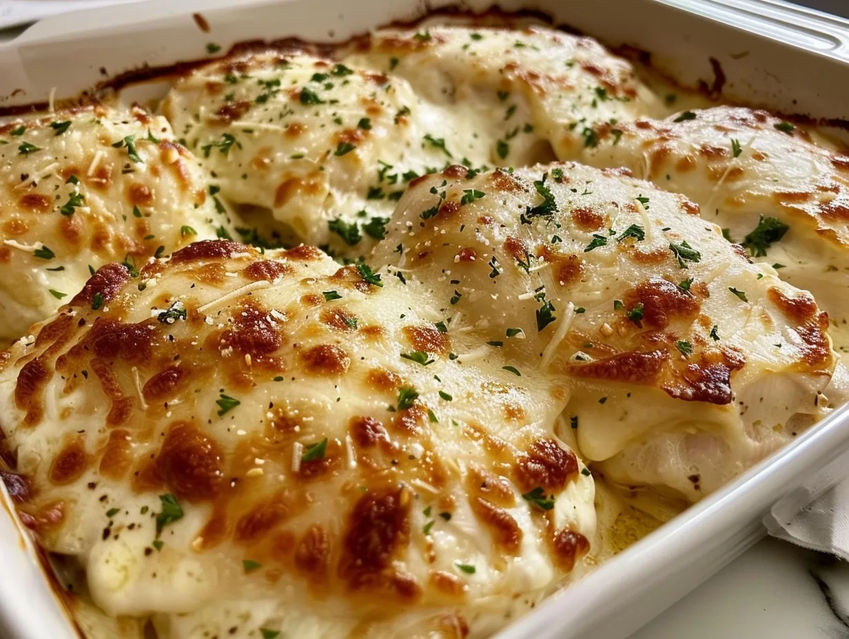 Creamy Parmesan Baked Caesar Chicken