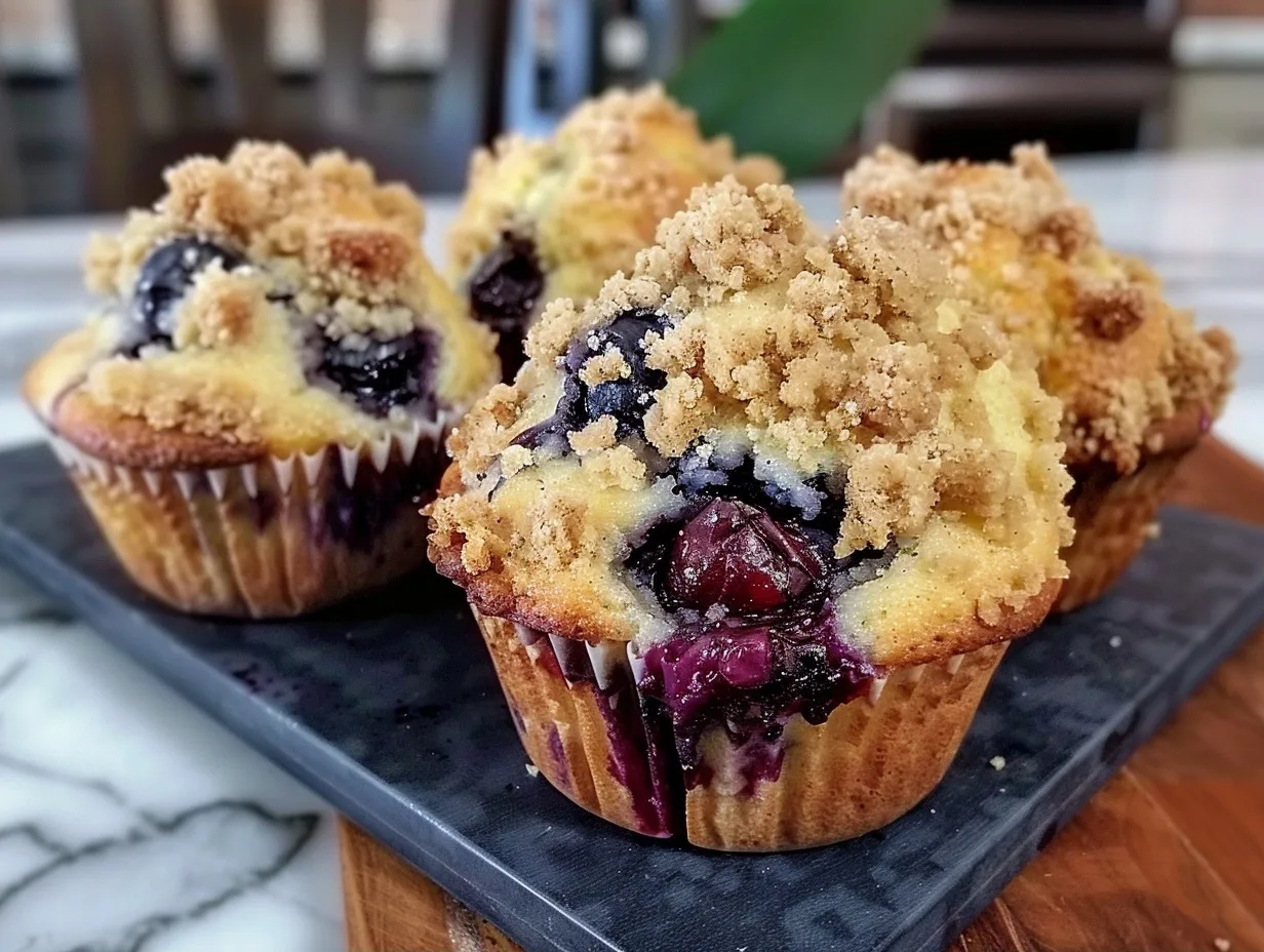 Easy Blueberry Muffins Recipe with Crunchy Streusel Topping
