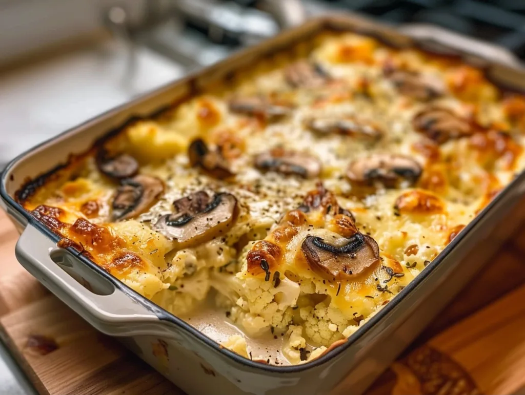 Mushroom Cauliflower Cottage Cheese Bake Recipe