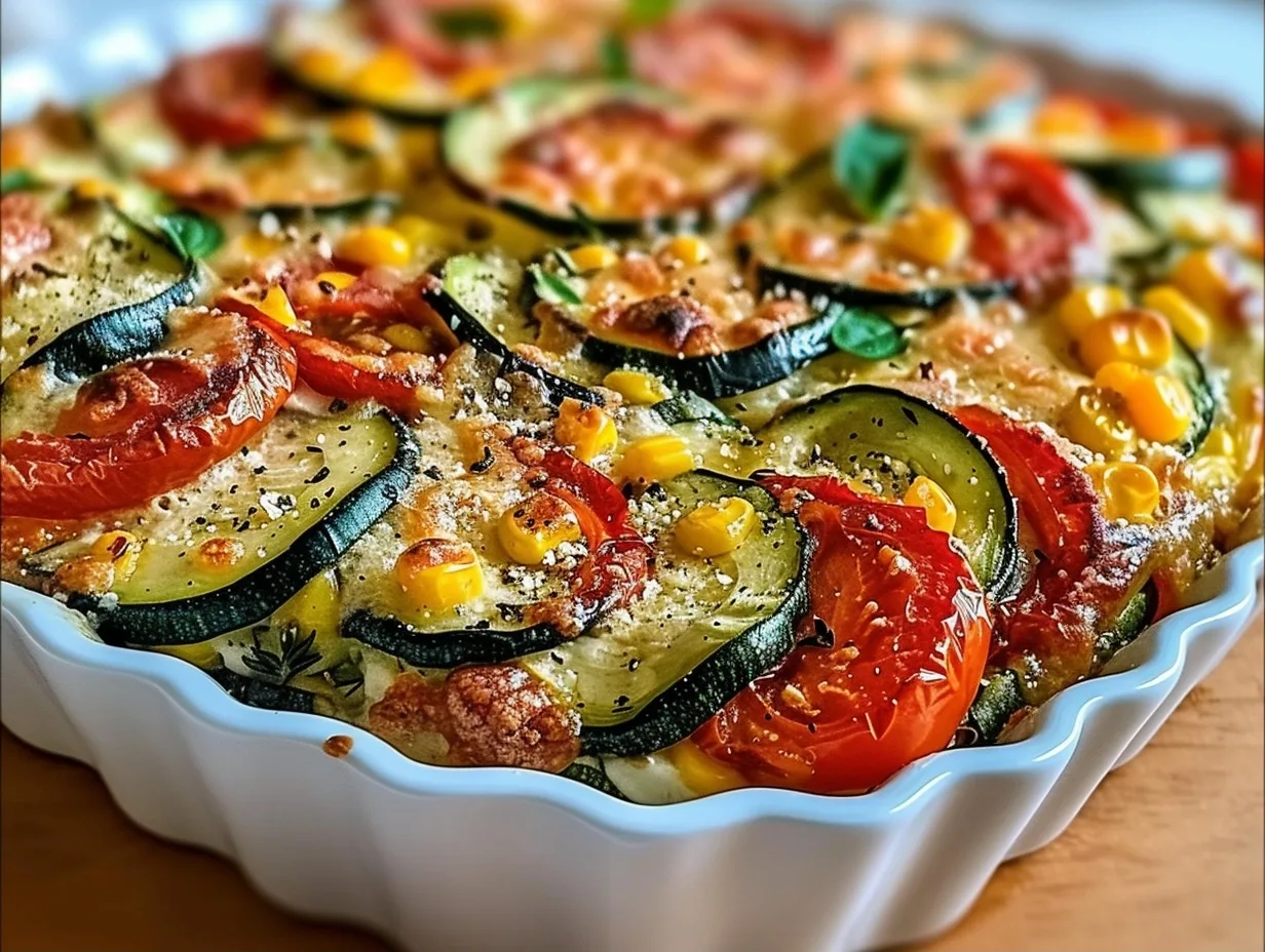 Easy Cheesy Zucchini Corn Tomato Bake with Golden Parmesan Crust 3 Easy Cheesy Zucchini Corn Tomato Bake with Golden Parmesan Crust