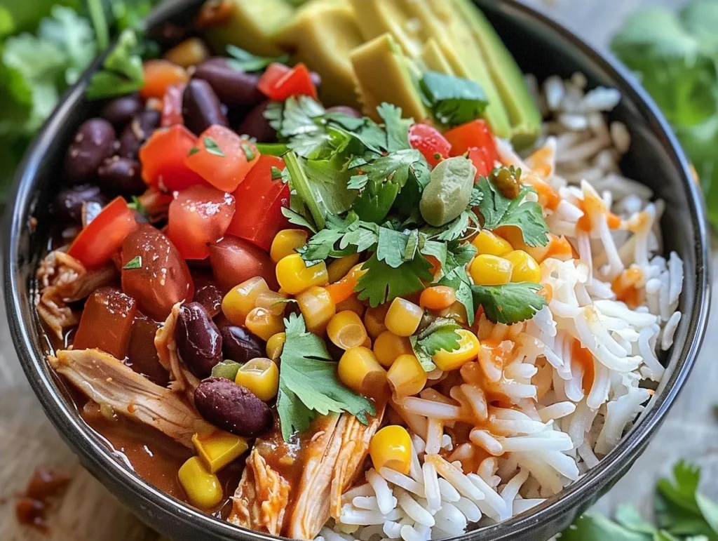 The Best Slow Cooker Chicken Burrito Bowl