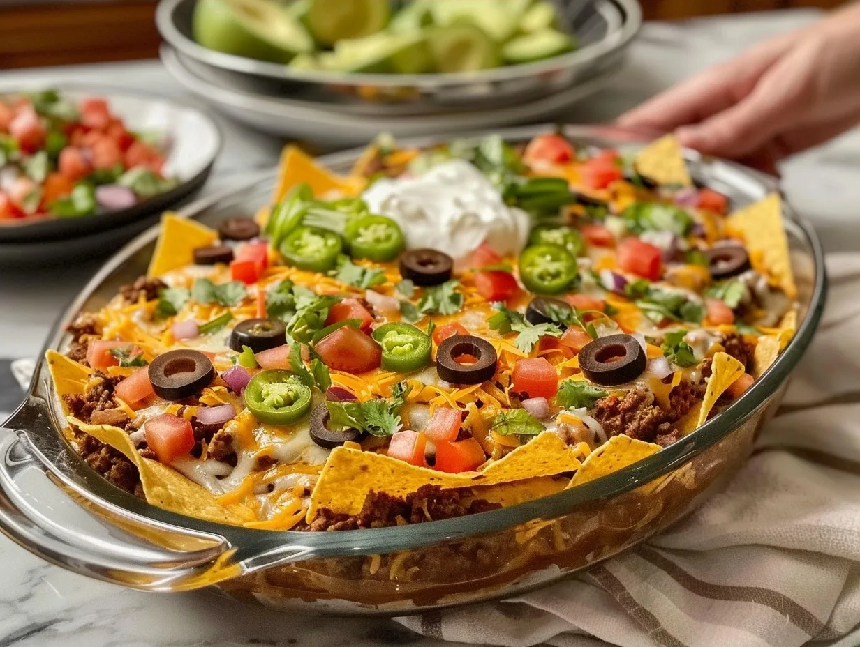 Classic 7 Layer Taco Dip with Ground Beef (High-Protein)
