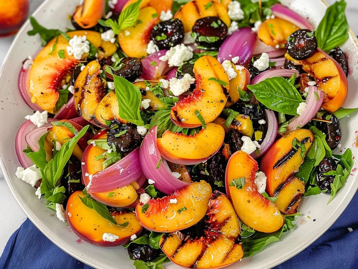 Grilled Peach Salad with Candied Pecans 3 Grilled Peach Salad with Candied Pecans