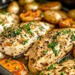 Easy Garlic Herb Chicken with Roasted Potatoes and Carrots