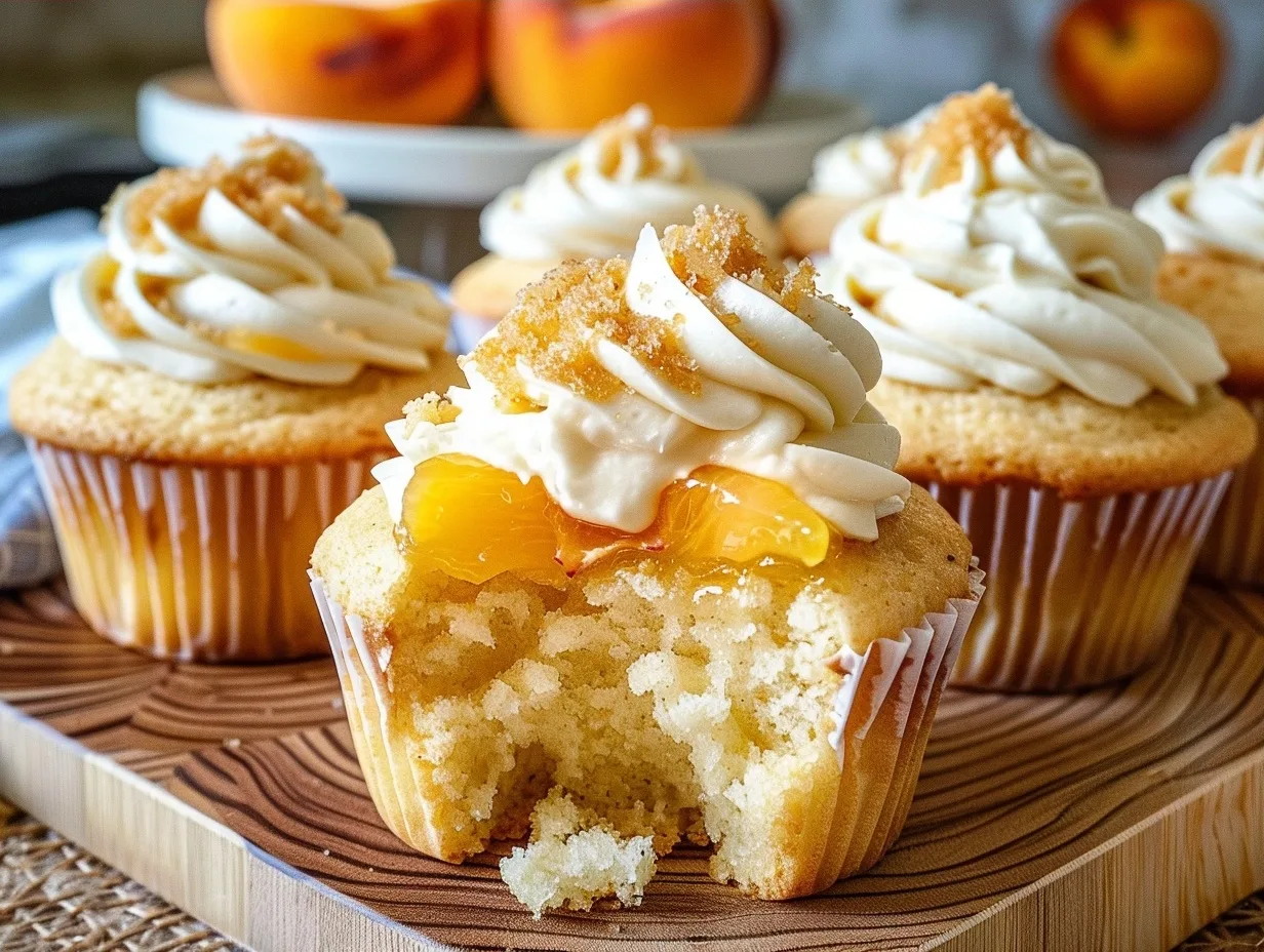 Homemade Peach Cupcakes with Spiced Buttercream