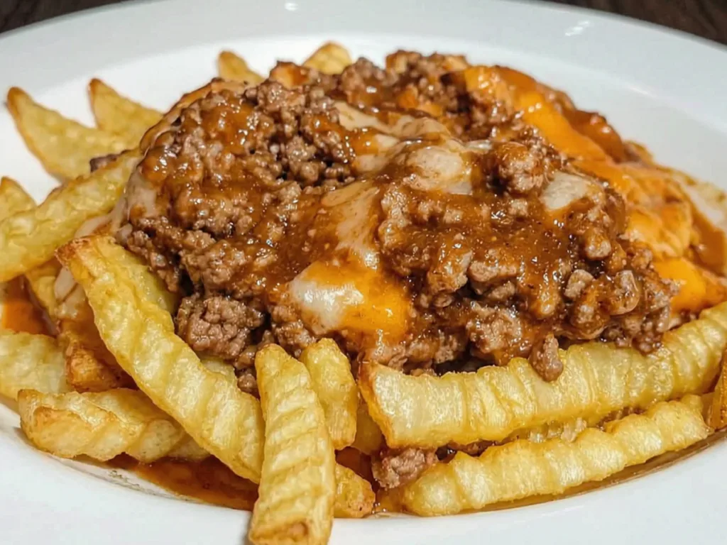 Tex-Mex Loaded Fries Poutine ; Loaded Fries with Taco Beef and Gravy 2