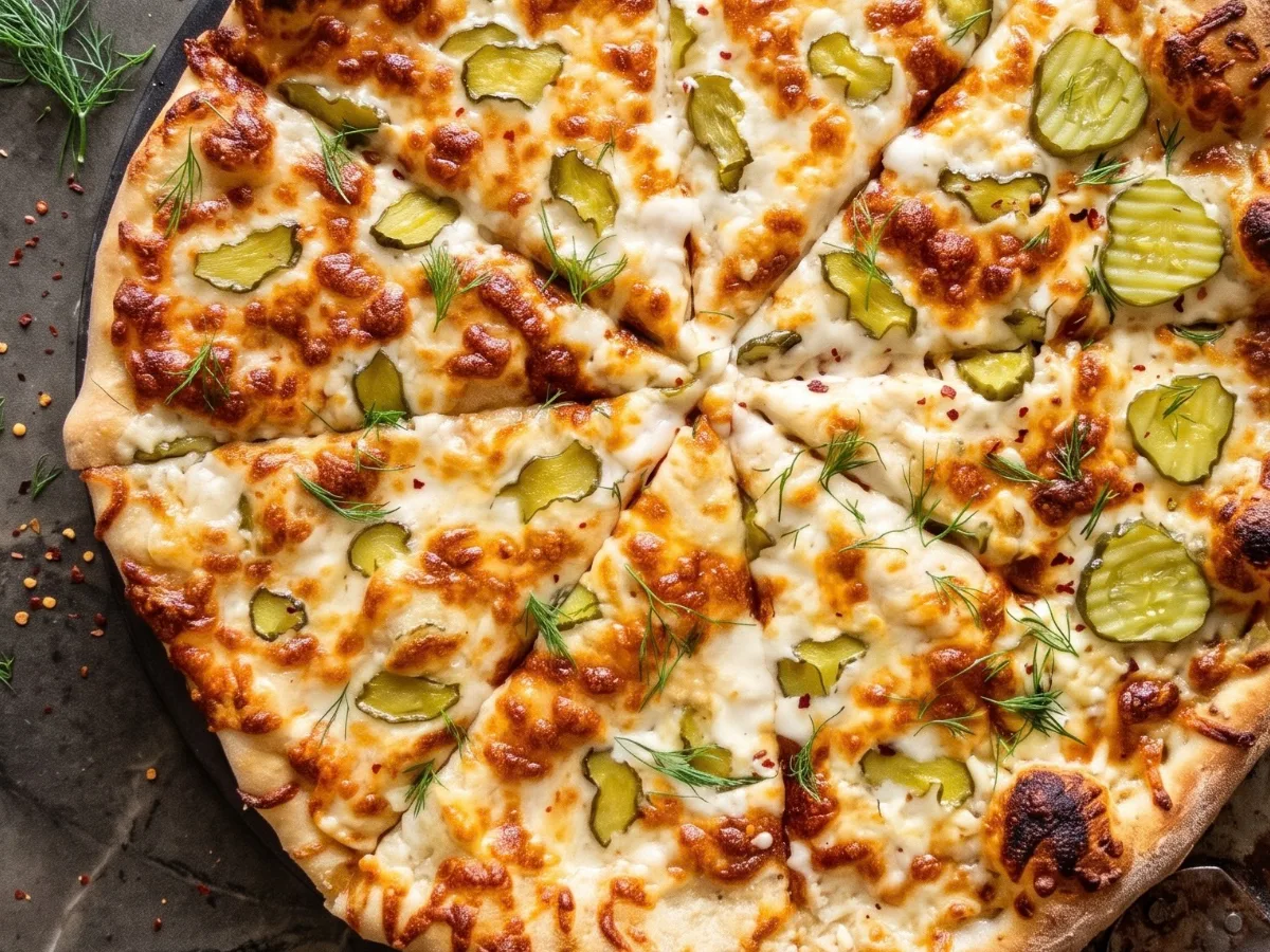 Dill Pickle Pizza with White Garlic Sauce – Easy Homemade Pizza Recipe 3 Dill Pickle Pizza with White Garlic Sauce 1